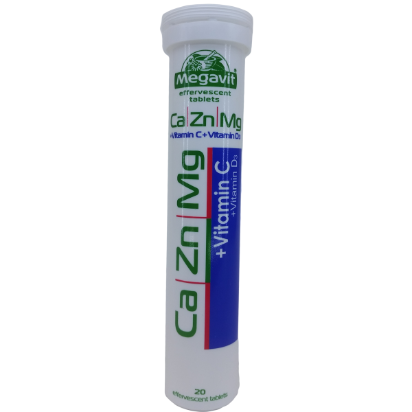 Megavit Vitaminë Eferveshente "Ca   Zn   Mg   Vit C   Vit D3" (limon)