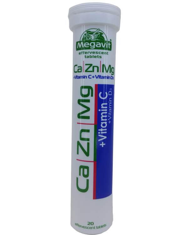 Megavit Vitaminë Eferveshente "Ca   Zn   Mg   Vit C   Vit D3" (limon)