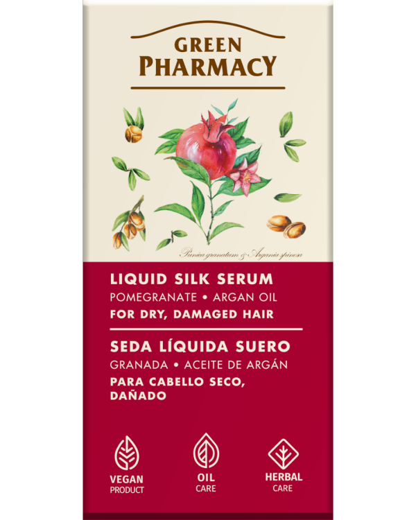 #GREEN14 Serum mëndafshi me shegë dhe vaj argani për flokë të thatë dhe të dëmtuar 30ml