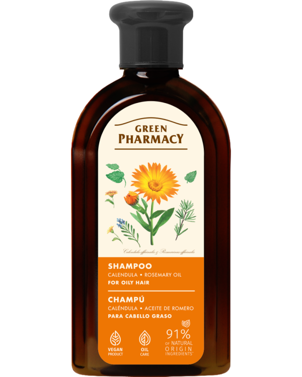 #GREEN23 Shampo me kalendula dhe vaj rozmarine për flokë të yndyrshëm 350ml
