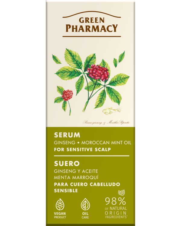 #GREEN27 Serum me xhensen dhe vaj mente moroken për skalp të ndjeshëm 100ml