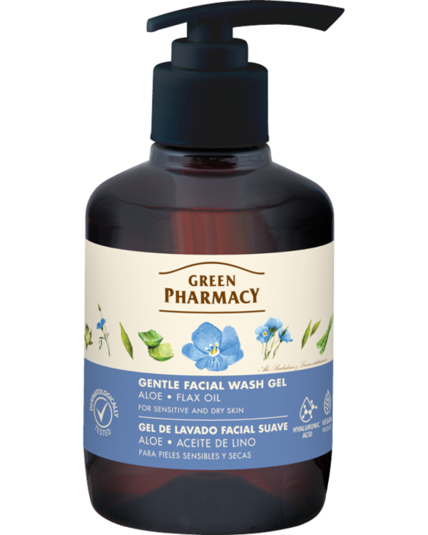 #GREEN30 Xhel i butë për larjen e fytyrës me aloe dhe vaj liri 270ml