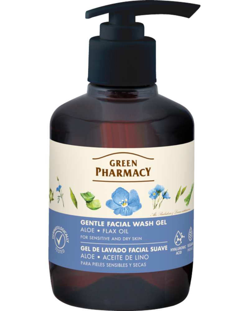#GREEN30 Xhel i butë për larjen e fytyrës me aloe dhe vaj liri 270ml
