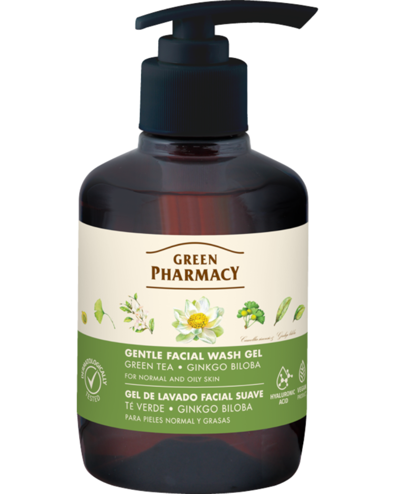 #GREEN31 Xhel i butë për larjen e fytyrës me çaj jeshil dhe xhinko biloba 270ml